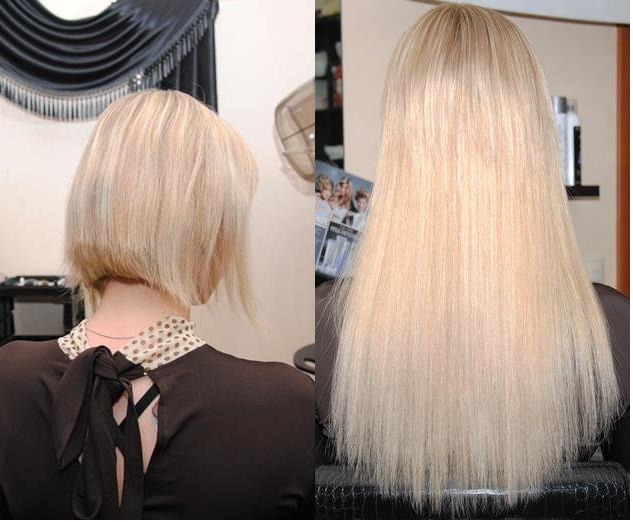 Нарощенные волосы на каре до и после фото