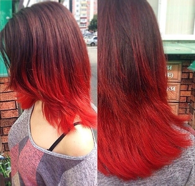Омбре на красные волосы